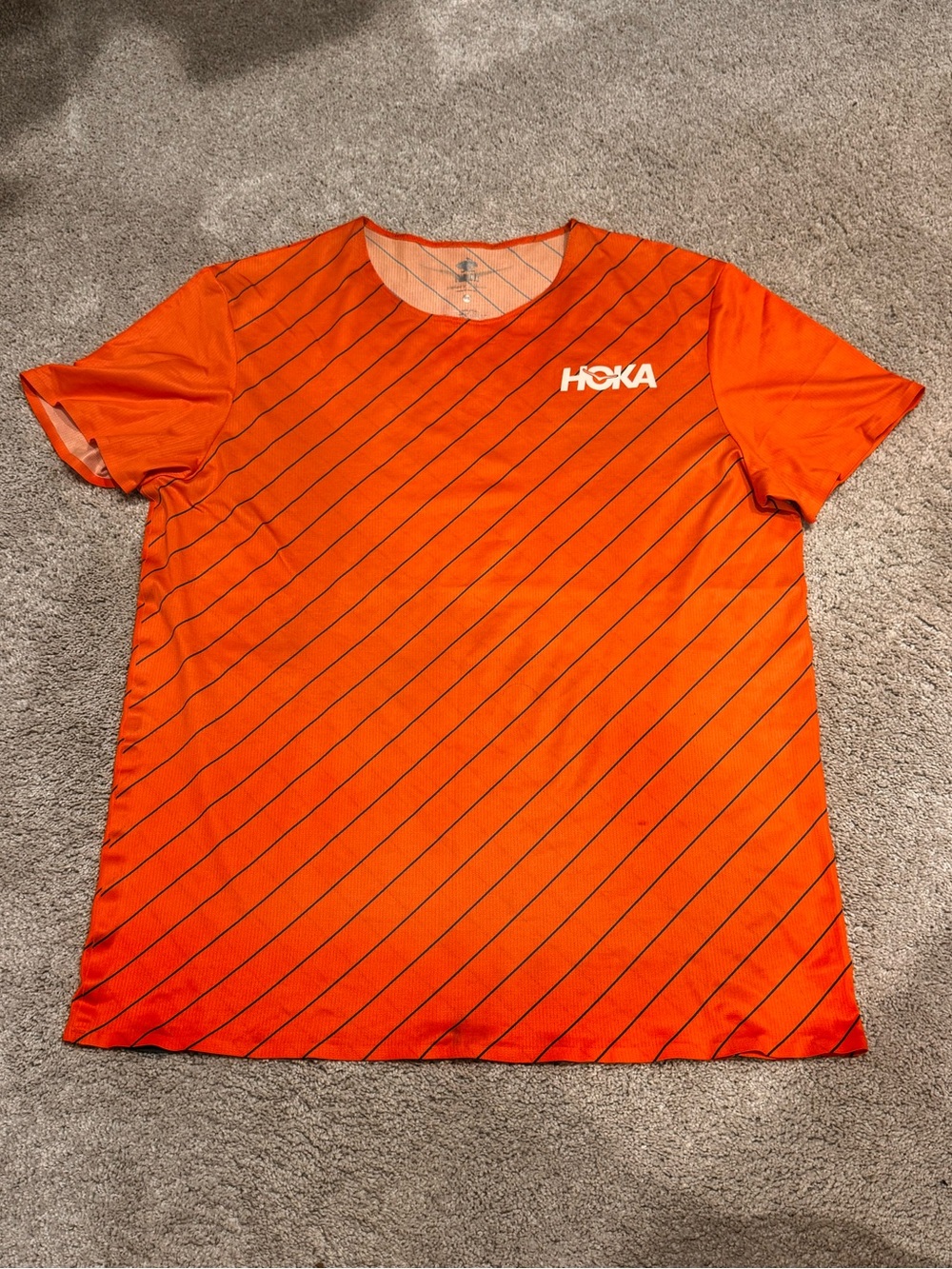 Hoka by Rabbit Orange Diagonal-Stripe Performance Tee